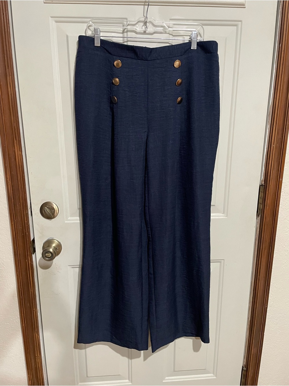 Wren Navy Wide-Leg Sailor Trousers with Gold Buttons - NWOT